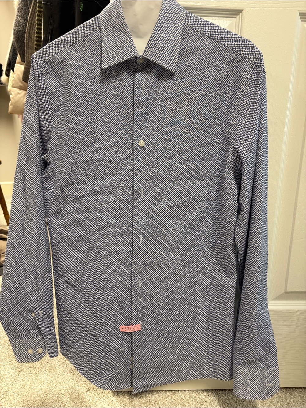 Geoffrey Beene Blue Micro-Pattern Dress Shirt
